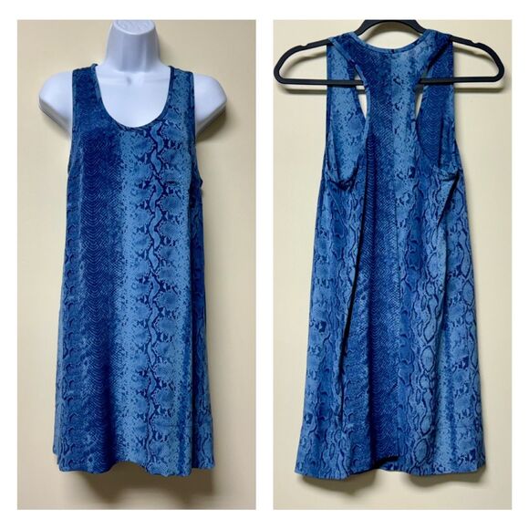 JOIE 100% Silk Blue Snakeskin Print Peri B Charmeuse Dress, Sz XS - Picture 2 of 12